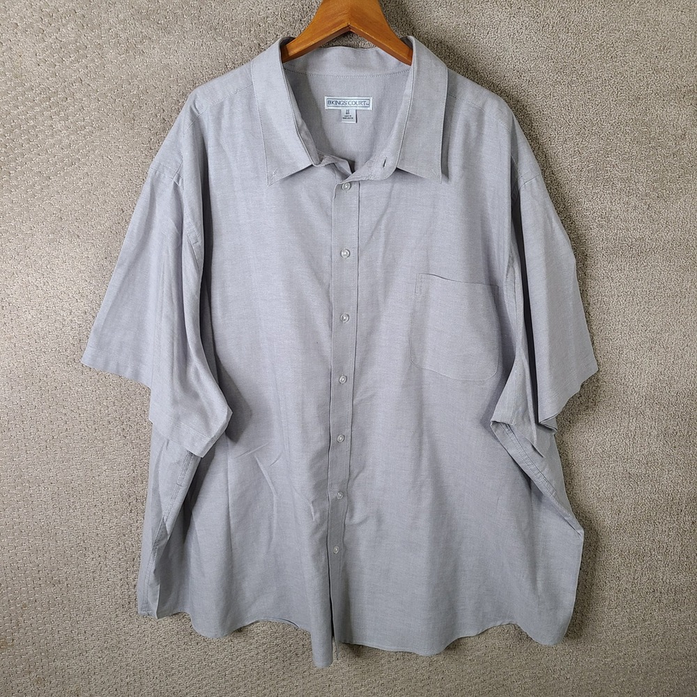 Kings Court Shirt‎ Mens 22 Big Gray Short Sleeve Button Down Cotton Blend Casual